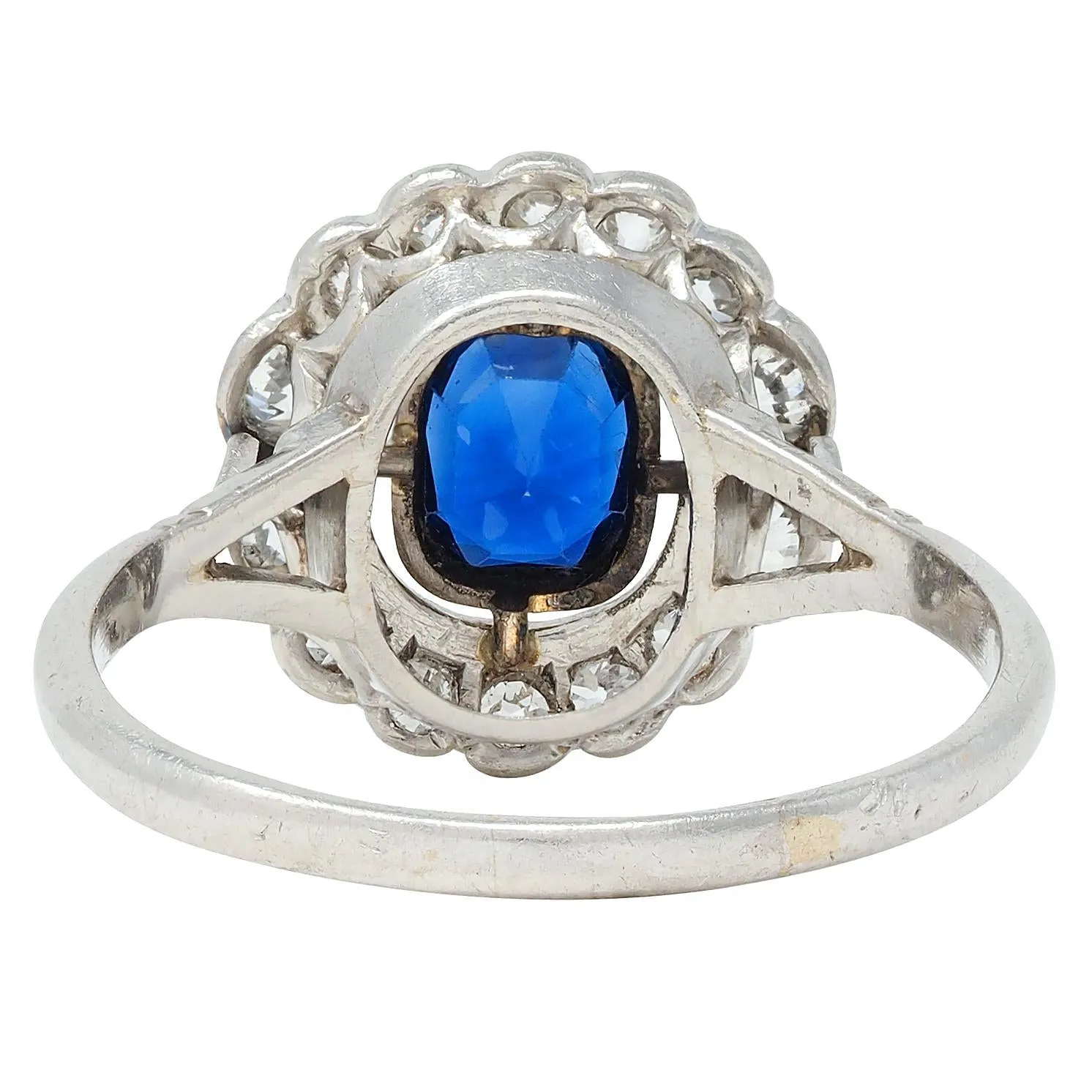 Art Deco 1.62 CTW Sapphire Diamond Platinum Floating Halo Ring