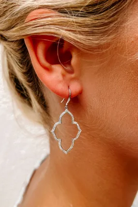 Art Deco Rhinestone Dangle Earrings (Silver)