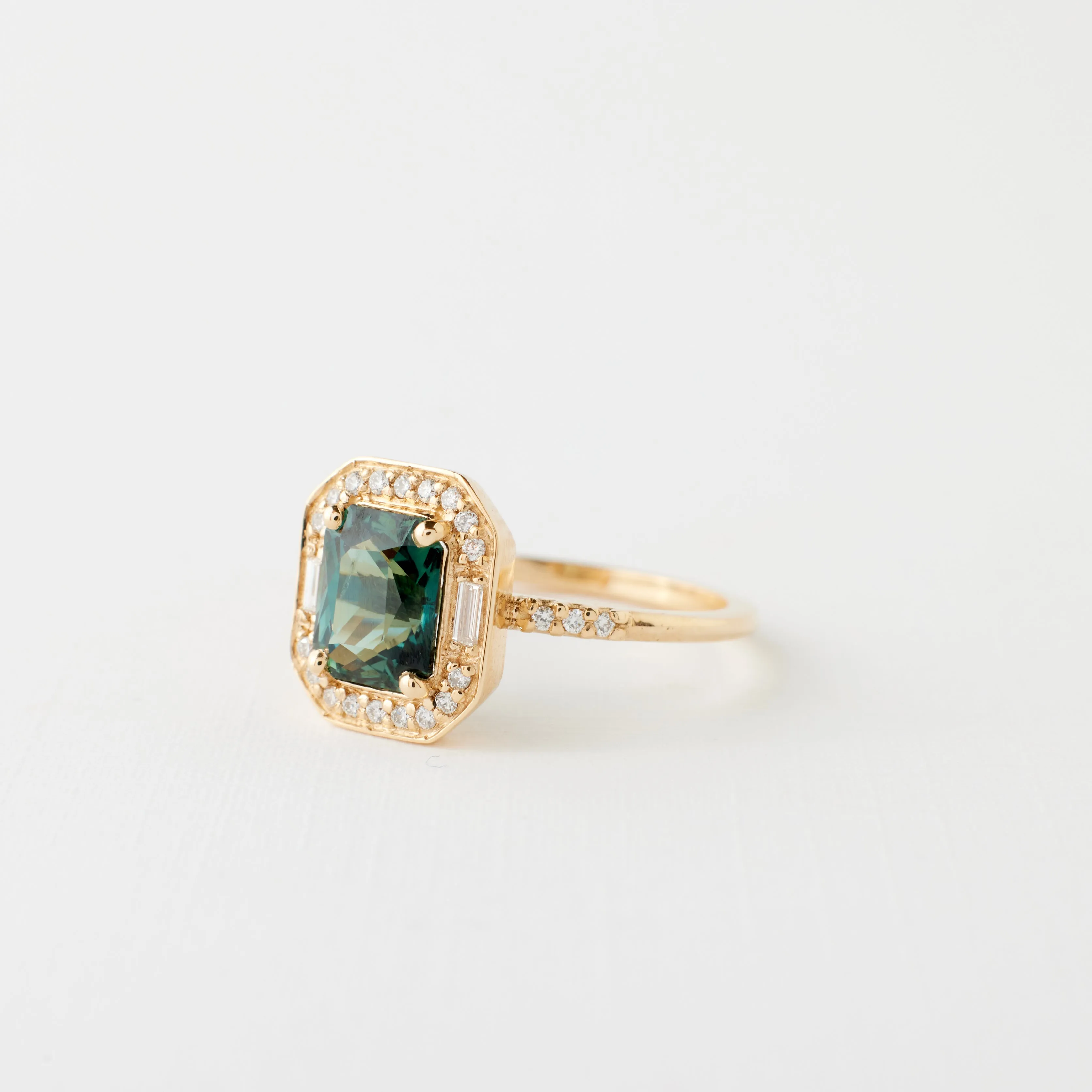 Athena Ring - 1.86 Carat Green-Teal Radiant Sapphire