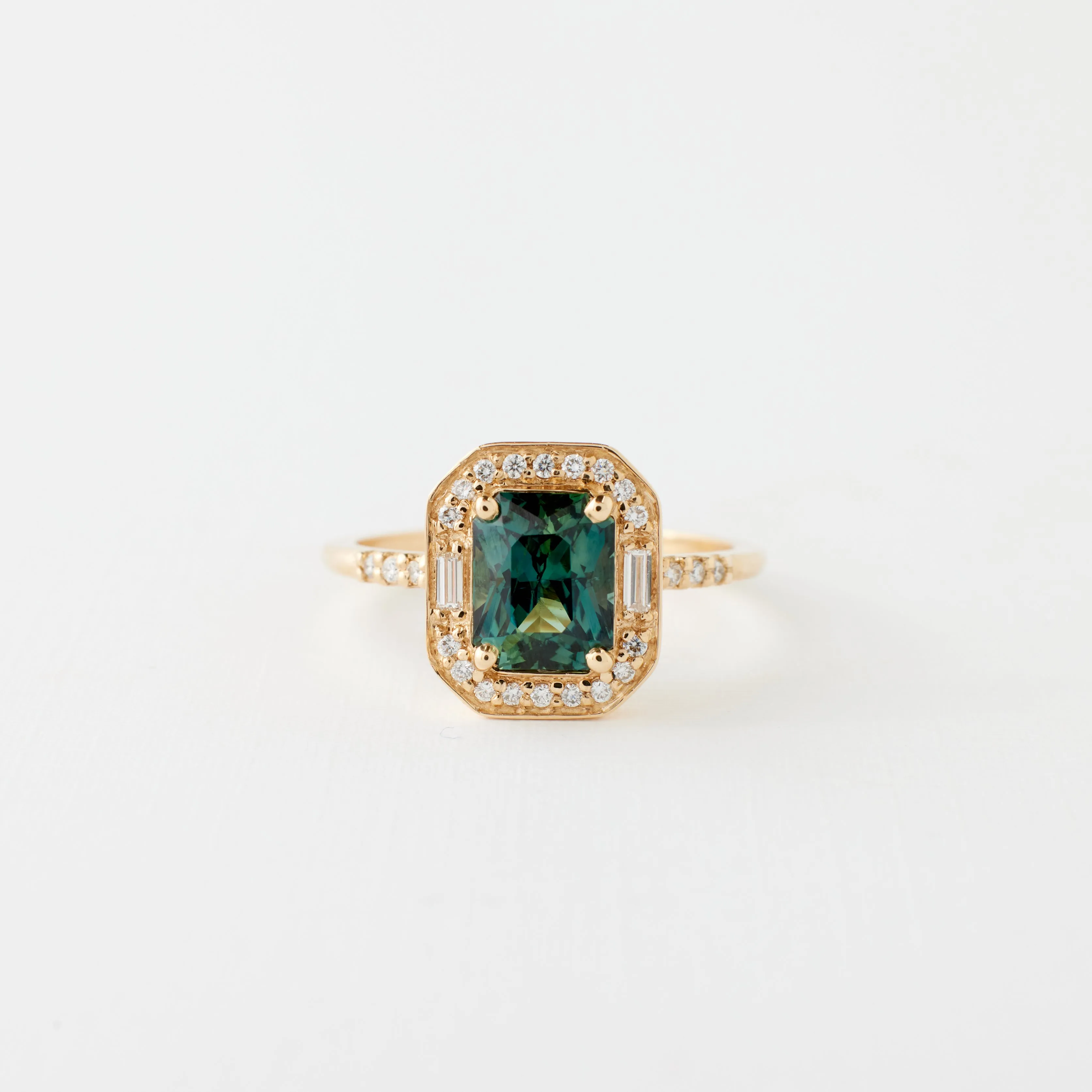 Athena Ring - 1.86 Carat Green-Teal Radiant Sapphire