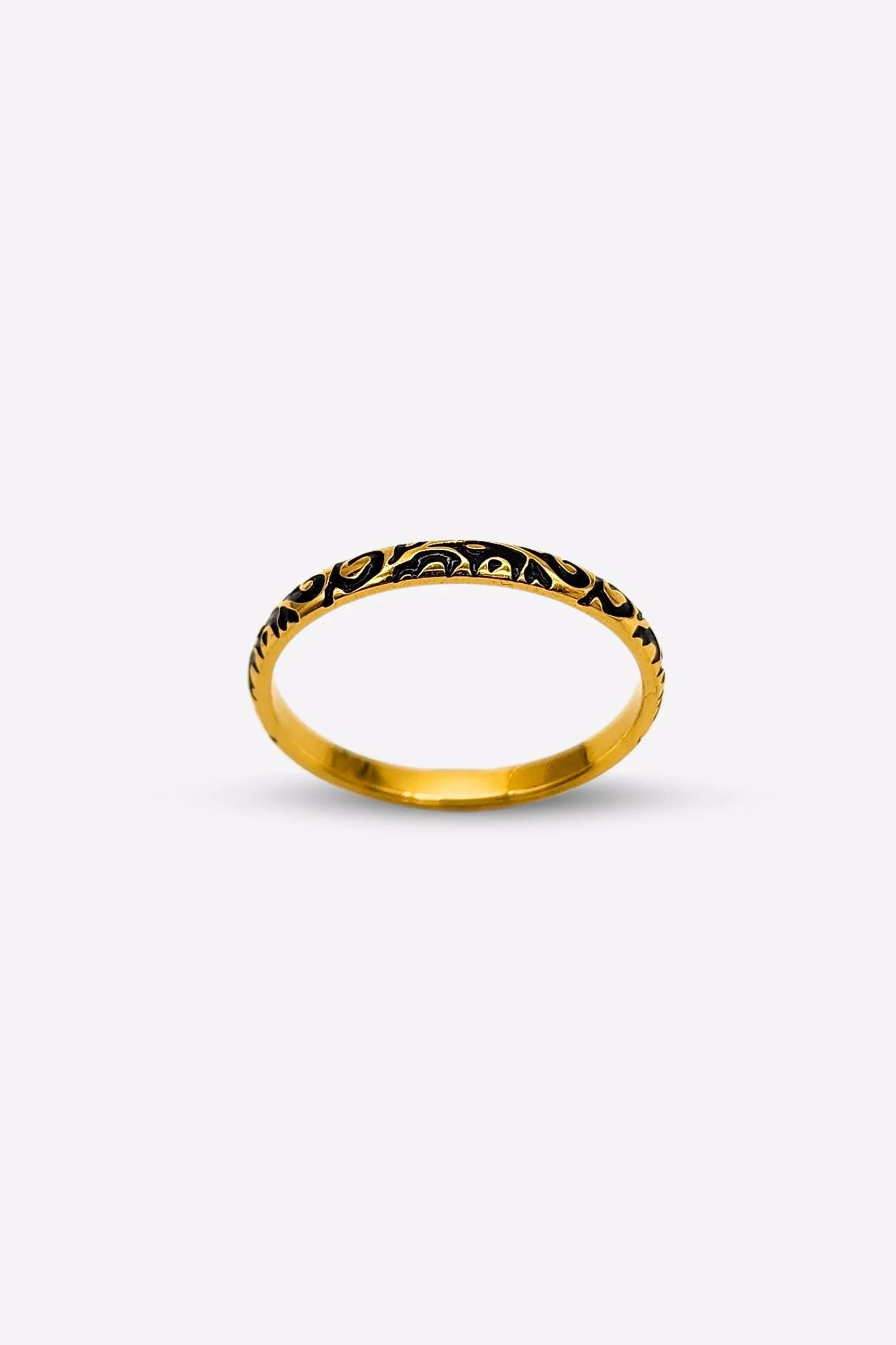 Black Enamel Inlay Ring
