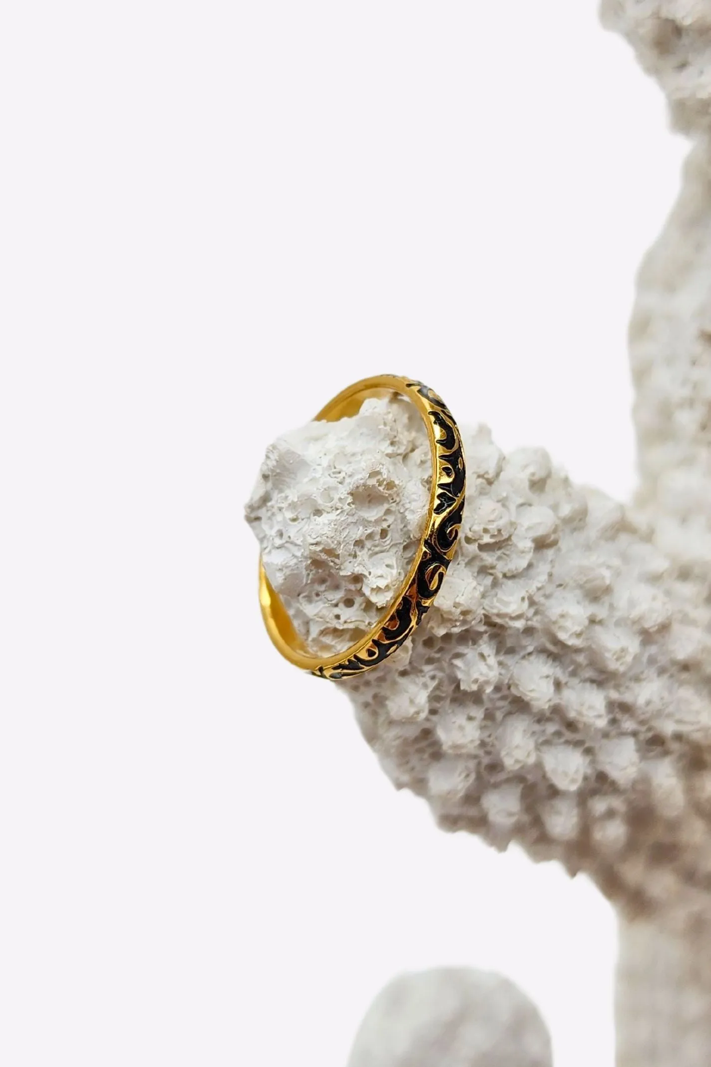 Black Enamel Inlay Ring