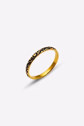 Black Enamel Inlay Ring