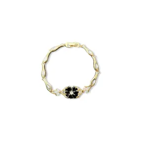 Black Onyx Flower Tennis Bracelet - 35