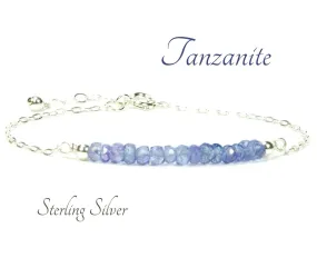 Blue Tanzanite December Birthstone Bracelet | Sterling Silver