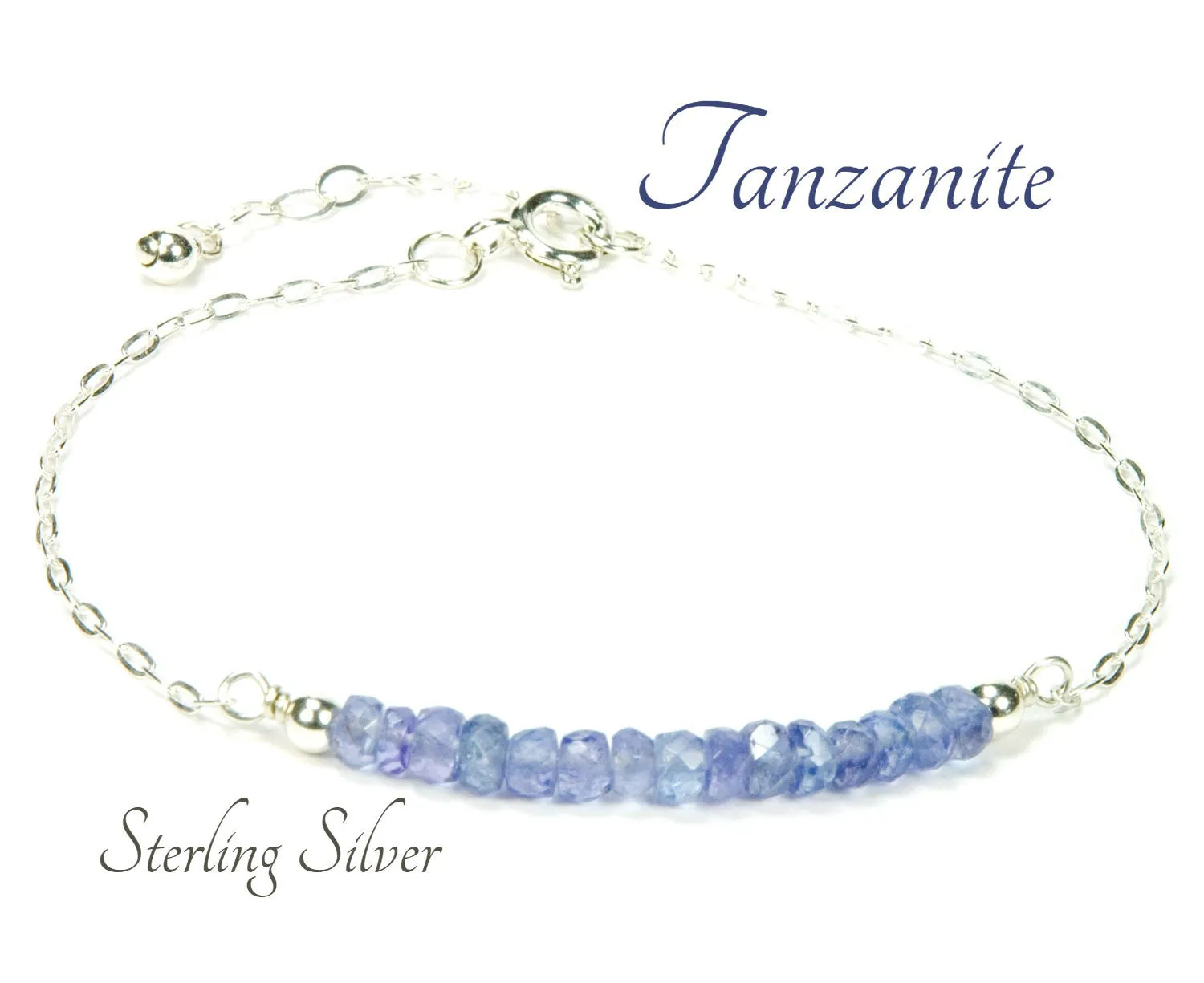 Blue Tanzanite December Birthstone Bracelet | Sterling Silver