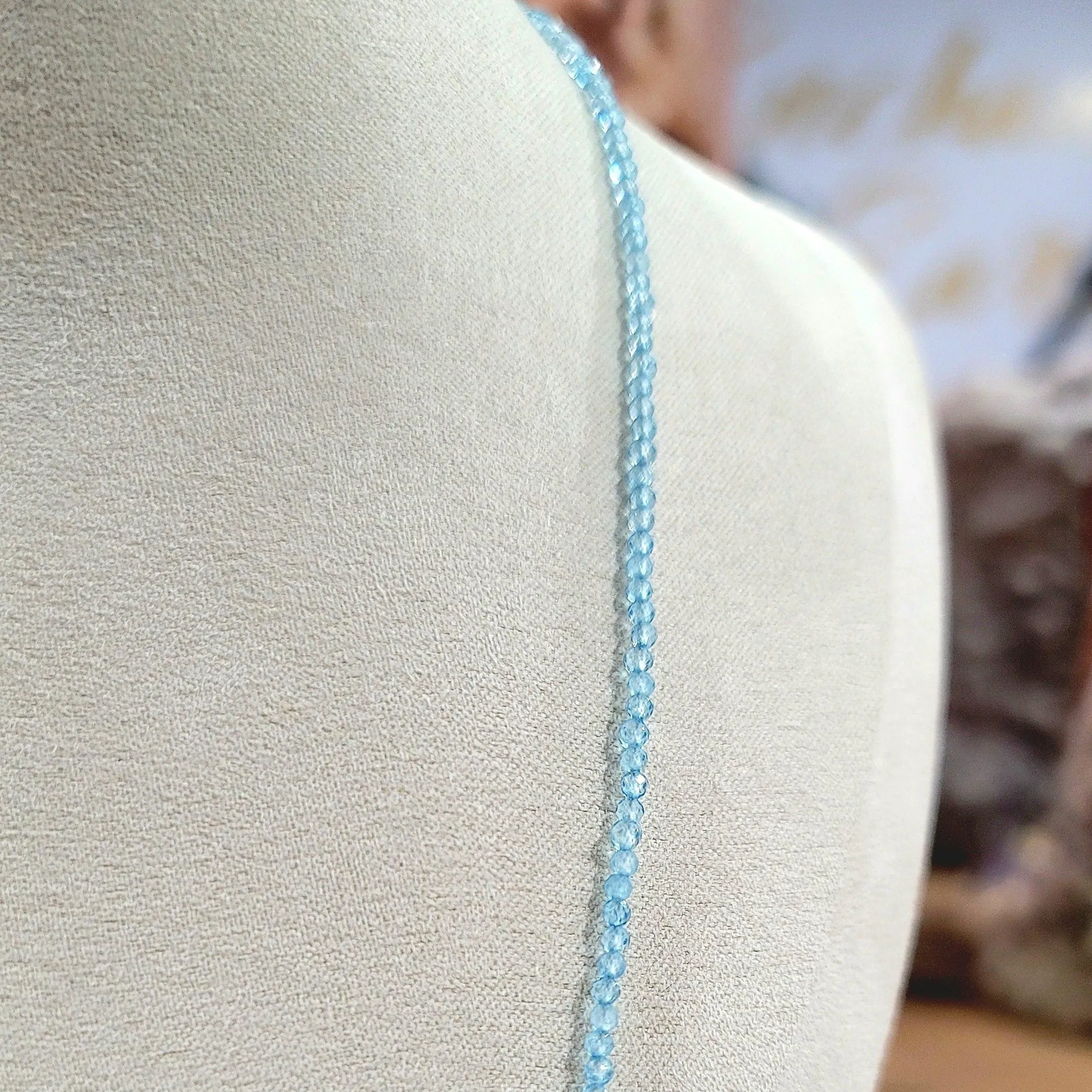 Blue Topaz Micro Faceted Necklace for Communication & Spiritual Awareness