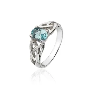 Blue Topaz Triquetra Knotwork Ring