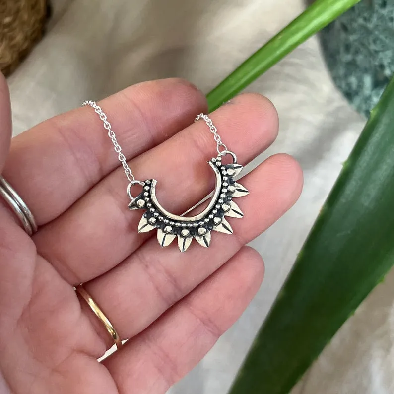 Boho Choker Southwestern Style Statement Necklace - 925 Sterling Silver Necklace
