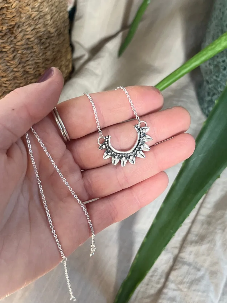 Boho Choker Southwestern Style Statement Necklace - 925 Sterling Silver Necklace