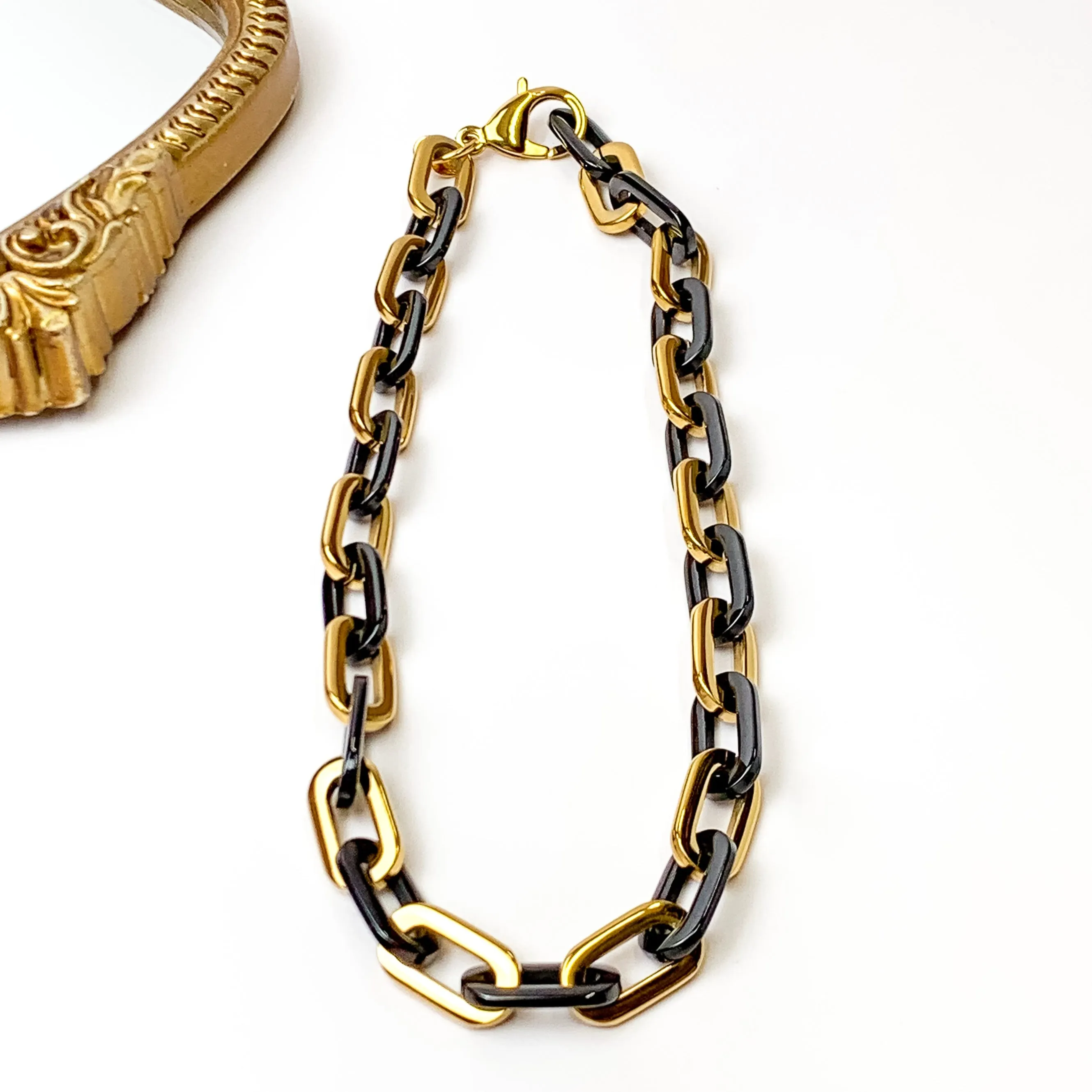 Bracha | Elle Gage Black and Gold Tone Chain Necklace