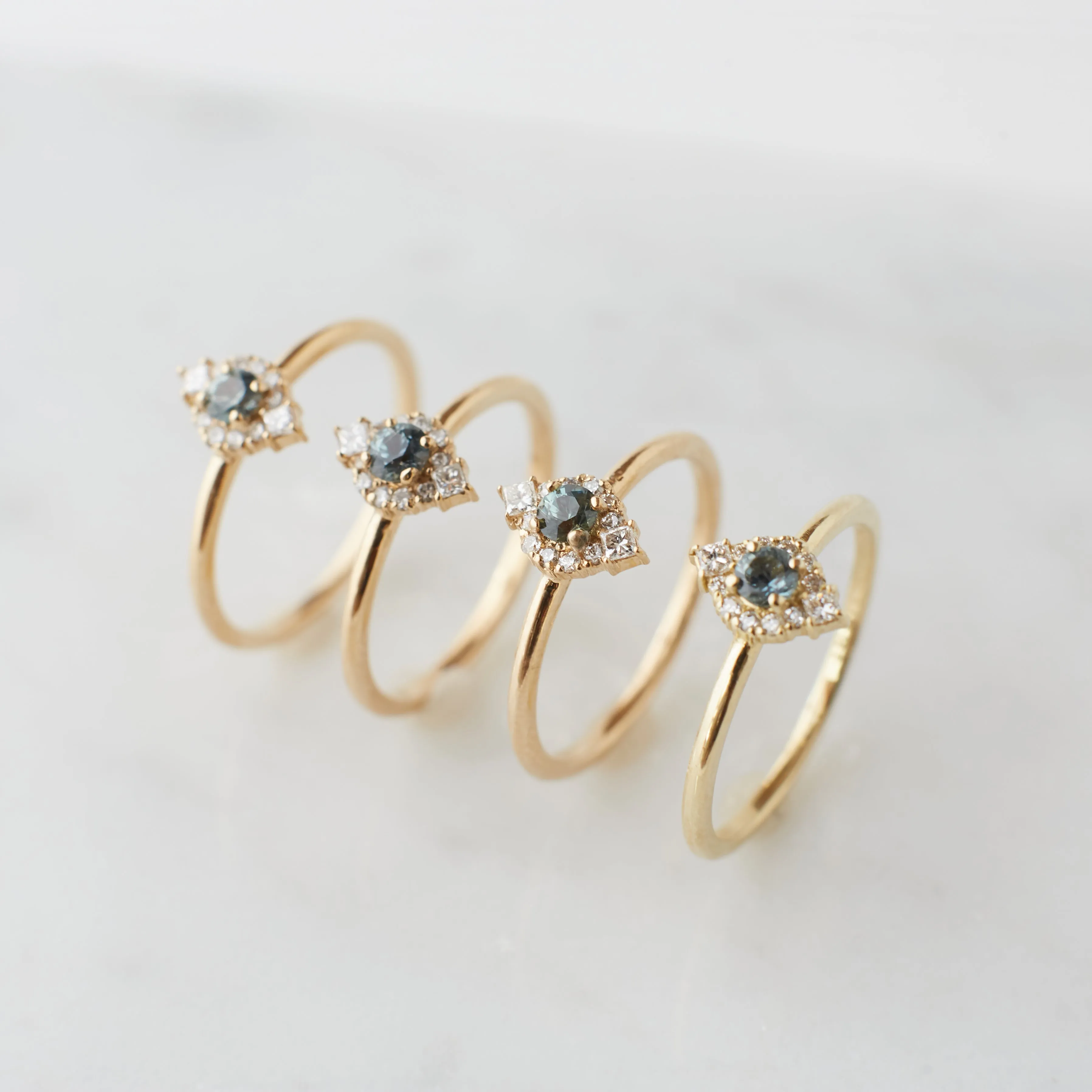 Brooklyn Ring - 3mm Teal Round Sapphire