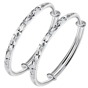BUYITO Sterling Silver Bangle Bracelets for Women 925 Sterling Silver Cuff Bangles Adjustable Fashion Women Jewelry Lucky Fidget Bracelet for Women Mom Wife Valentine Mothers Day Gift