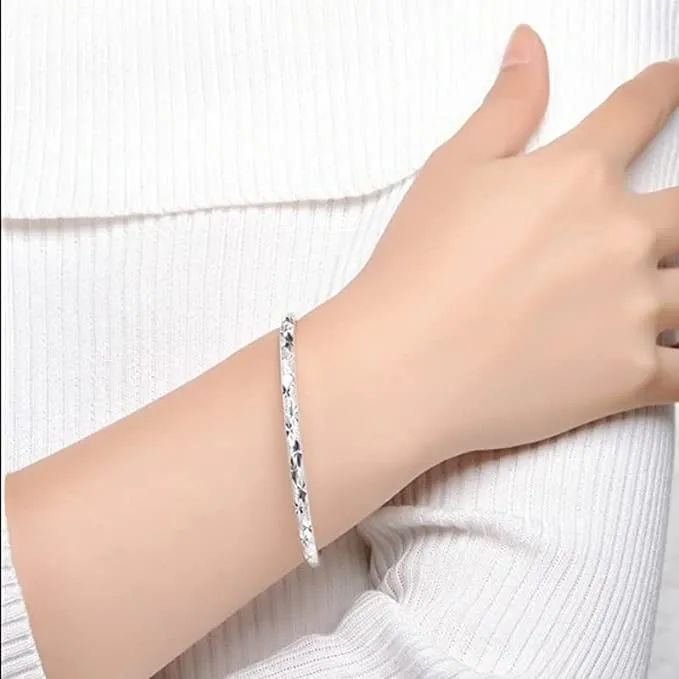 BUYITO Sterling Silver Bangle Bracelets for Women 925 Sterling Silver Cuff Bangles Adjustable Fashion Women Jewelry Lucky Fidget Bracelet for Women Mom Wife Valentine Mothers Day Gift