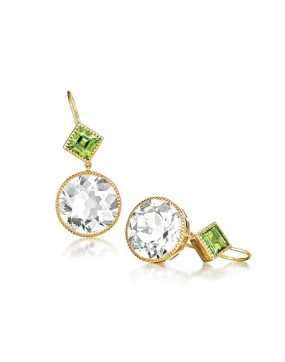 Byzantine Topaz and Peridot Drop Earrrings