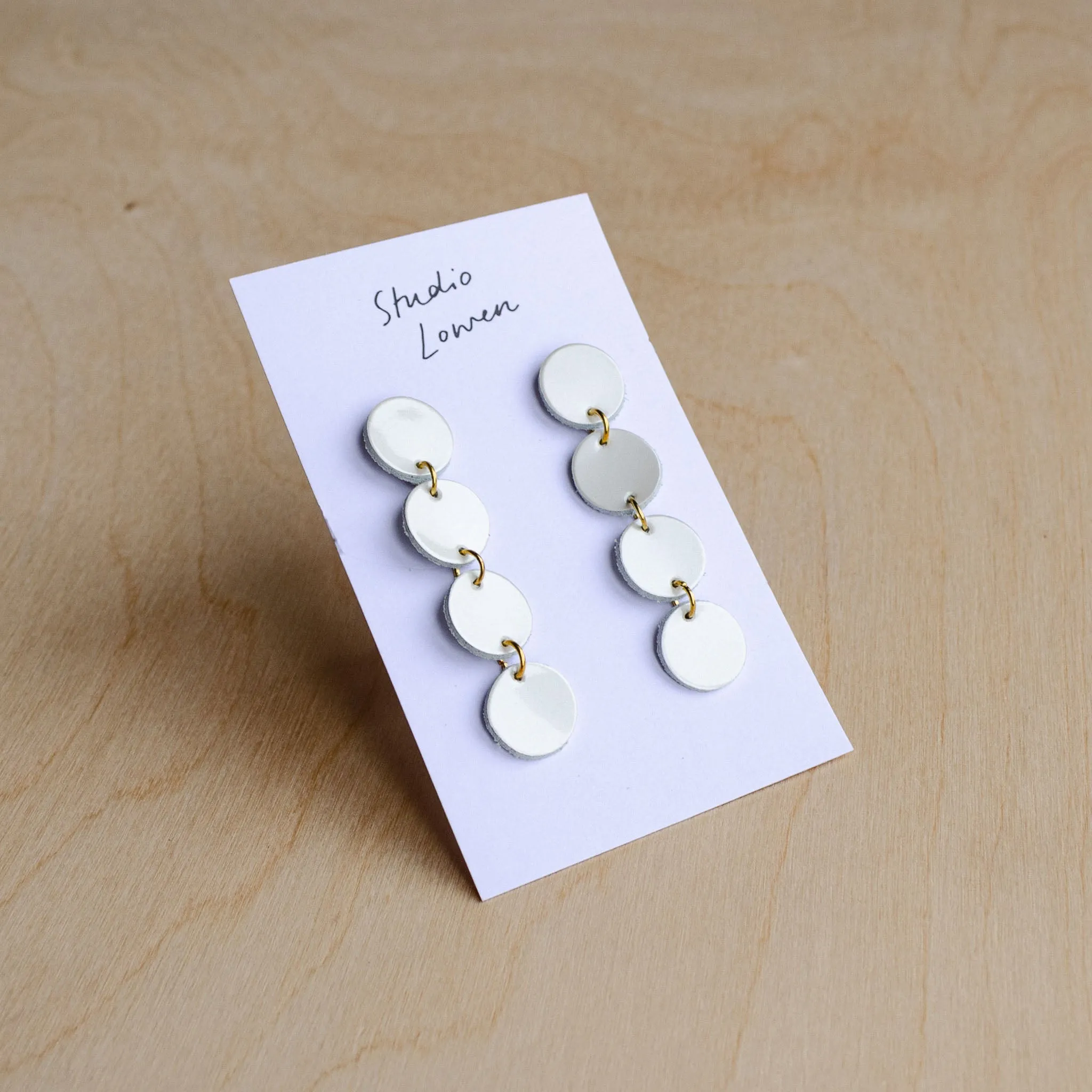 Caja Dangle Earrings in Pearl Patent White