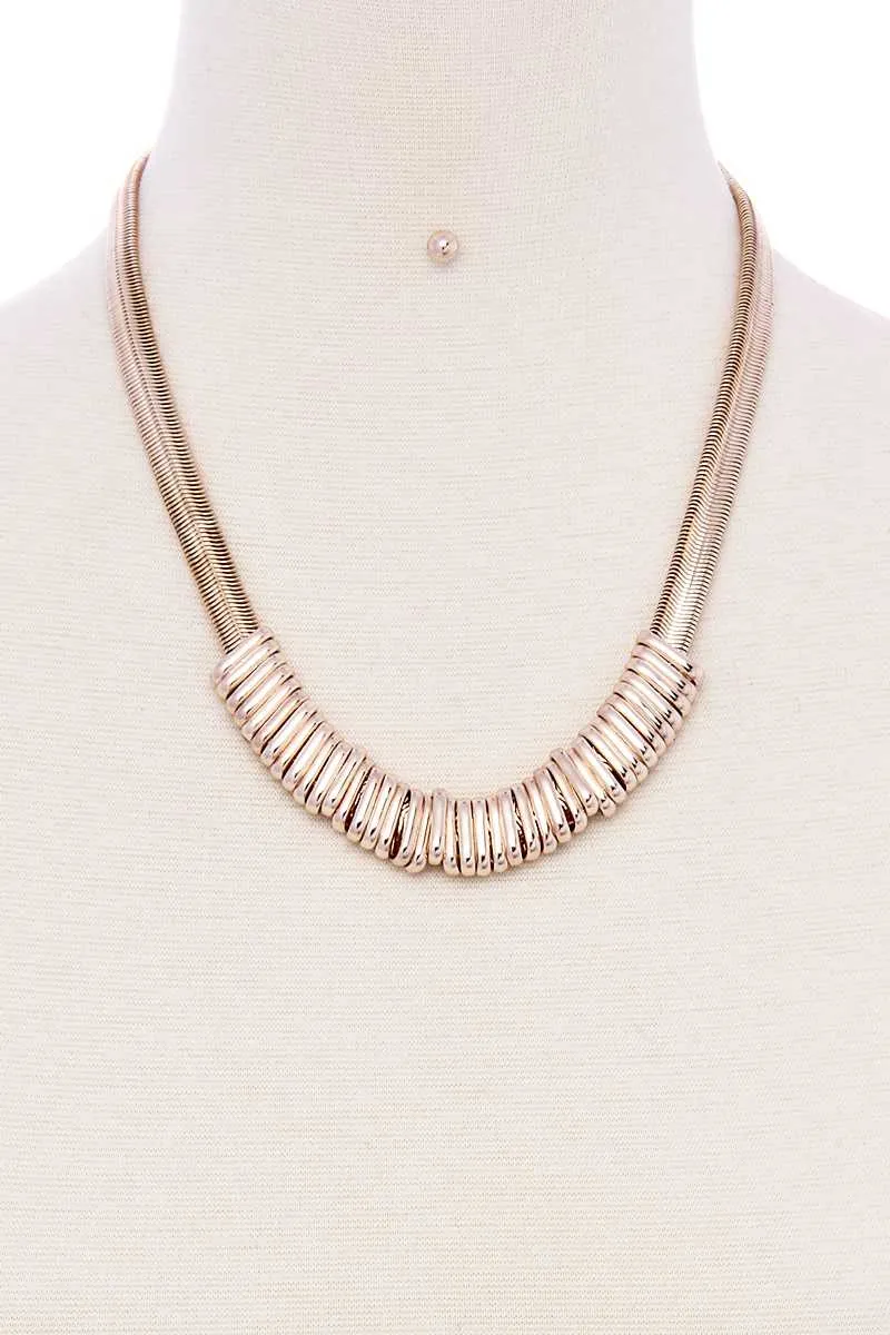 Chunky Snake Chain With Rings Short Necklace