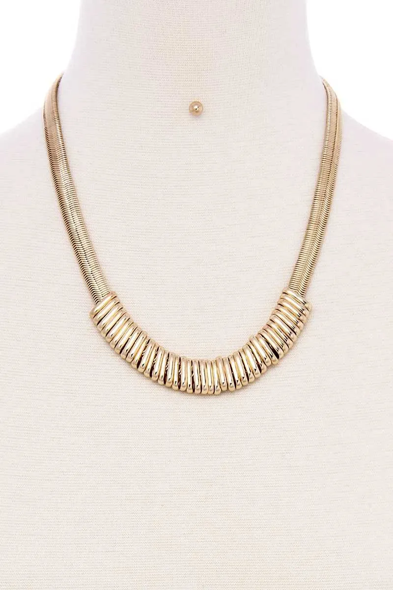 Chunky Snake Chain With Rings Short Necklace