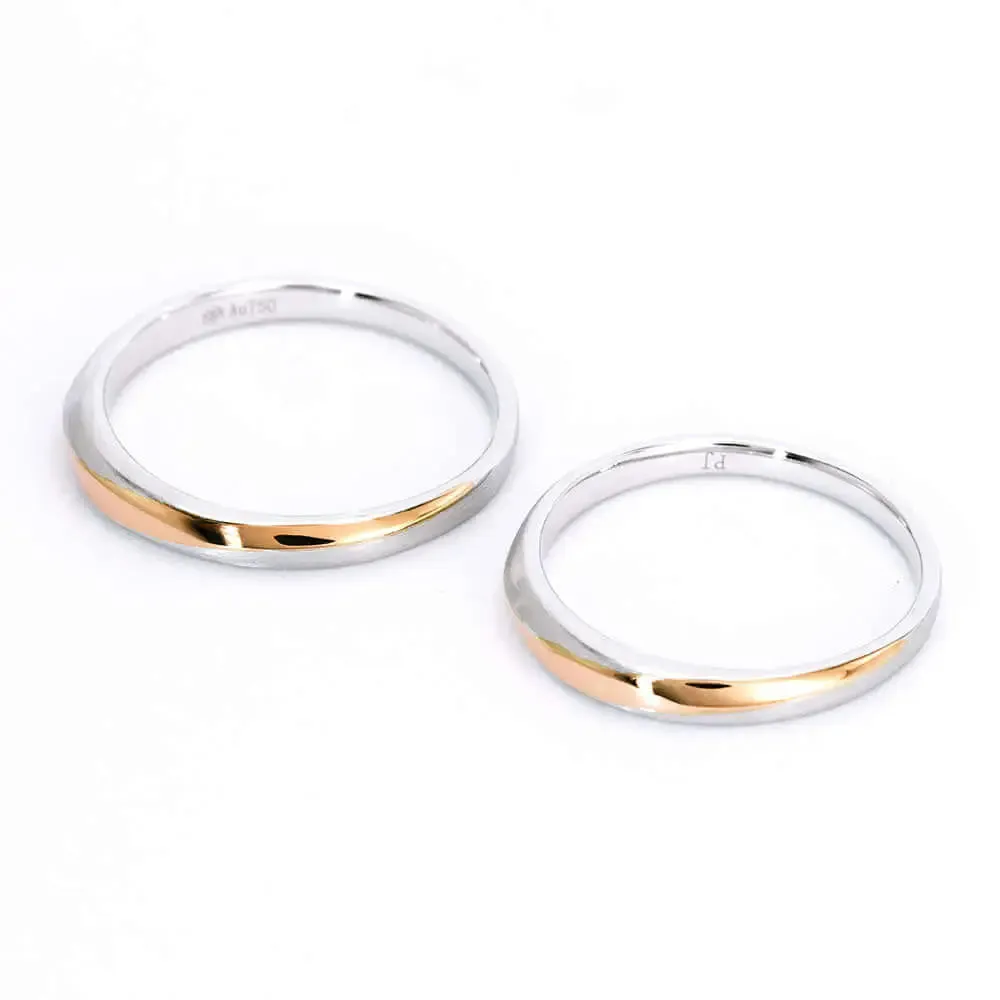 Clodagh 18K Two Tone Gold Matching Wedding Rings