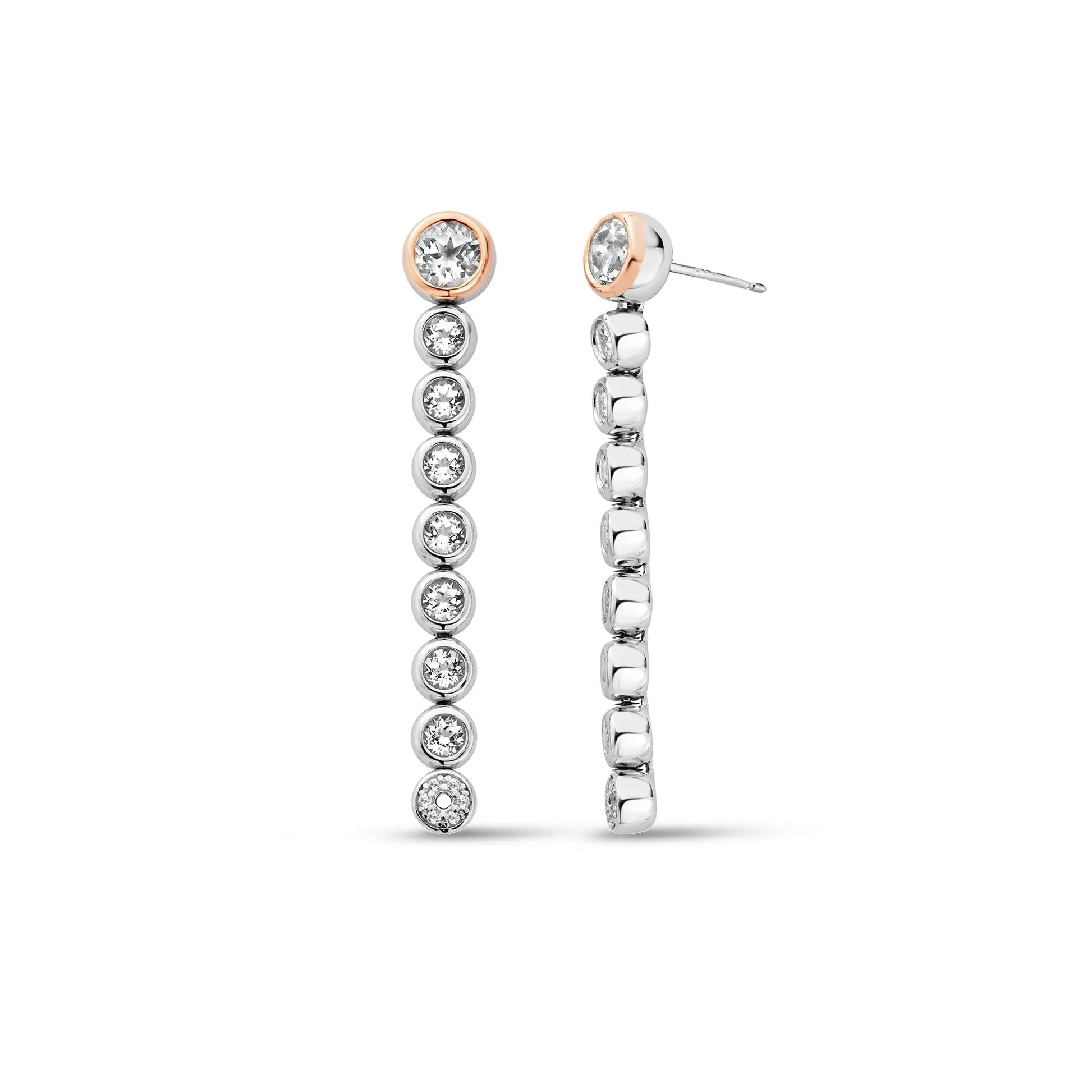 Clogau Celebration White Topaz Drop-Hoop Earrings In Silver