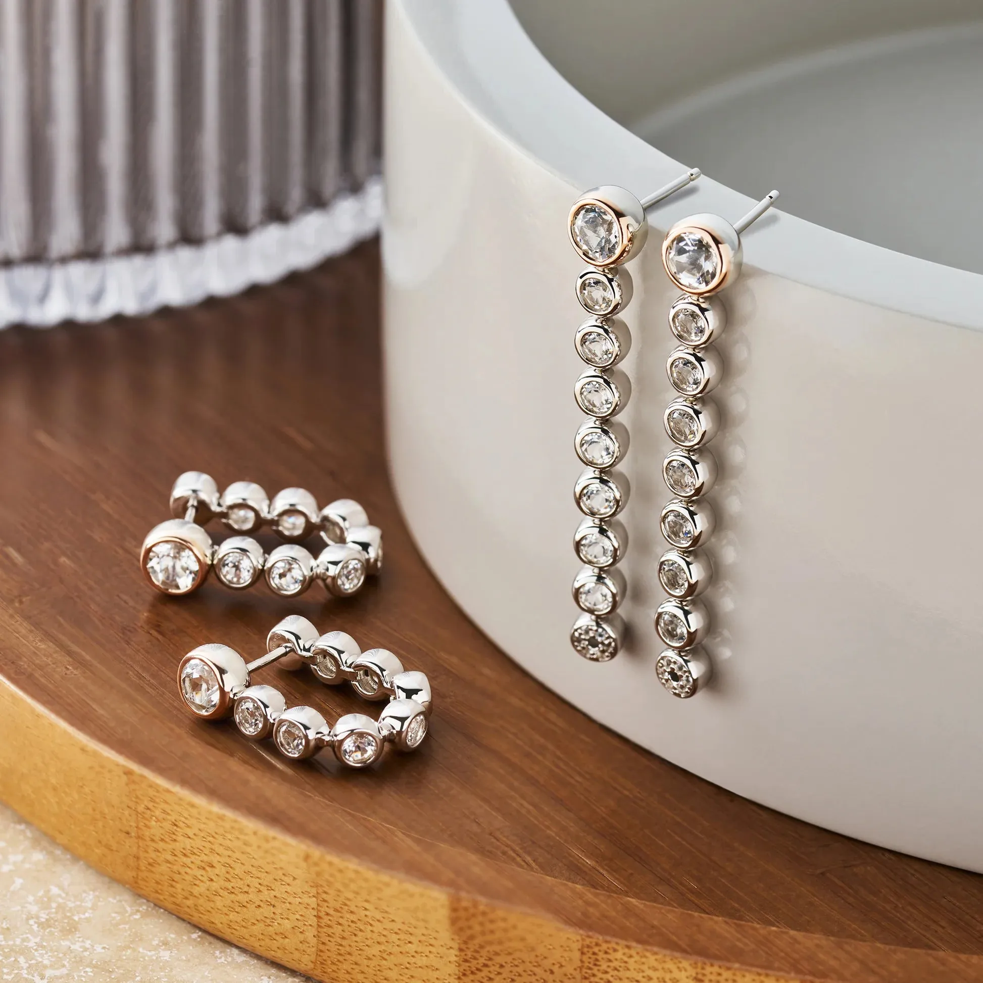Clogau Celebration White Topaz Drop-Hoop Earrings In Silver
