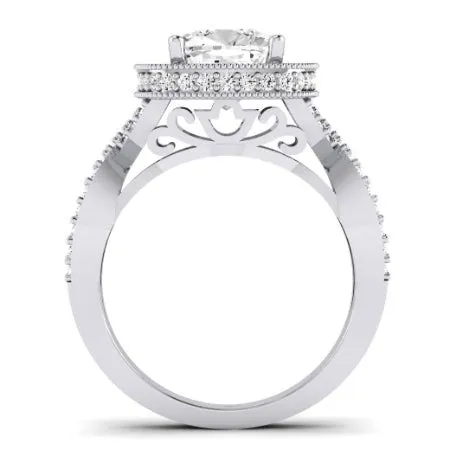 Clover Diamond Matching Band  For Cushion Center(Band Only. Engagement Ring Not Included)