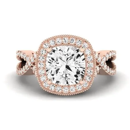 Clover Diamond Matching Band  For Cushion Center(Band Only. Engagement Ring Not Included)