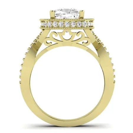 Clover Diamond Matching Band  For Cushion Center(Band Only. Engagement Ring Not Included)