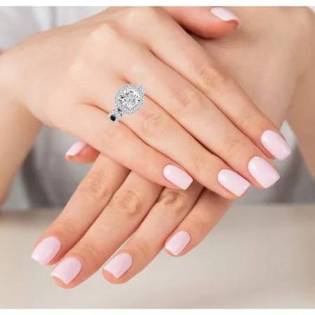 Clover Diamond Matching Band  For Cushion Center(Band Only. Engagement Ring Not Included)