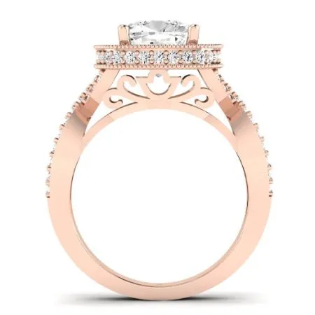 Clover Diamond Matching Band  For Cushion Center(Band Only. Engagement Ring Not Included)