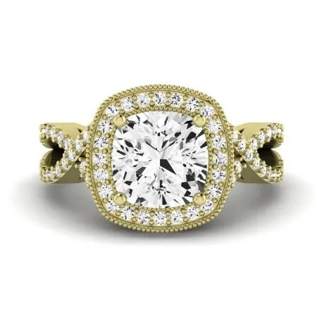Clover Diamond Matching Band  For Cushion Center(Band Only. Engagement Ring Not Included)