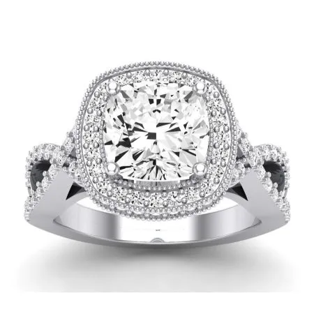Clover Diamond Matching Band  For Cushion Center(Band Only. Engagement Ring Not Included)