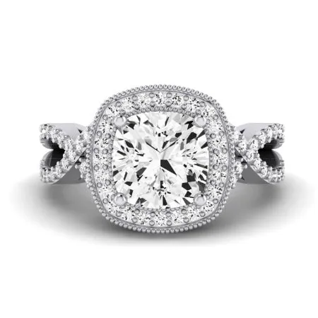 Clover Diamond Matching Band  For Cushion Center(Band Only. Engagement Ring Not Included)