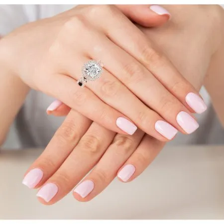 Clover Diamond Matching Band  For Cushion Center(Band Only. Engagement Ring Not Included)