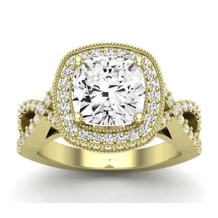 Clover Diamond Matching Band  For Cushion Center(Band Only. Engagement Ring Not Included)