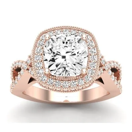 Clover Diamond Matching Band  For Cushion Center(Band Only. Engagement Ring Not Included)