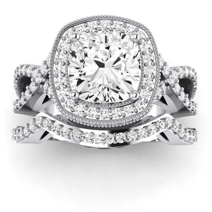 Clover Diamond Matching Band  For Cushion Center(Band Only. Engagement Ring Not Included)