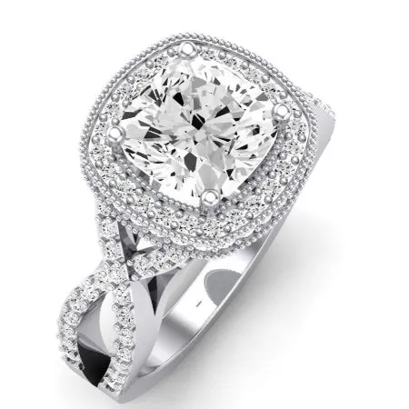 Clover Diamond Matching Band  For Cushion Center(Band Only. Engagement Ring Not Included)