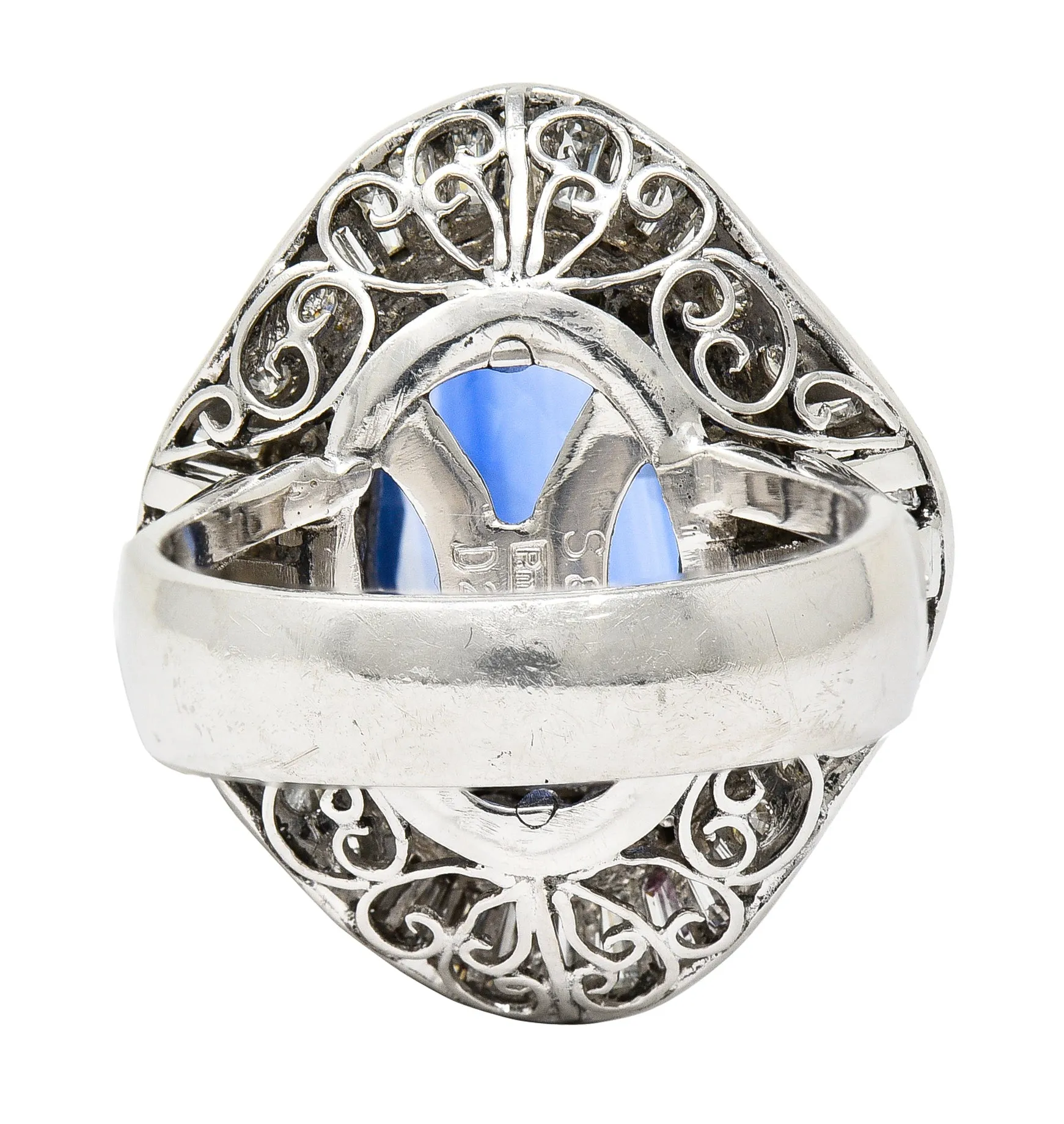 Contemporary 10.61 CTW Ceylon Sapphire Diamond Platinum Double Ballerina Halo Ring GIA