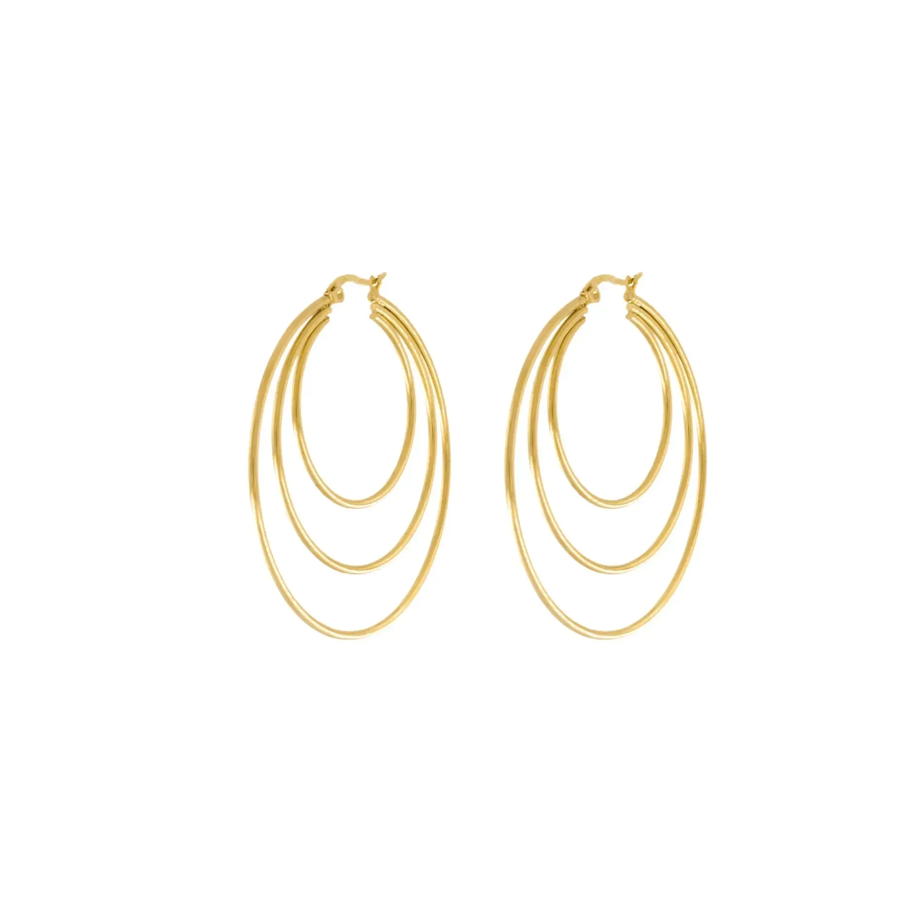 Courage Waterproof 3 Ring Statement Earring 18 Carat Gold