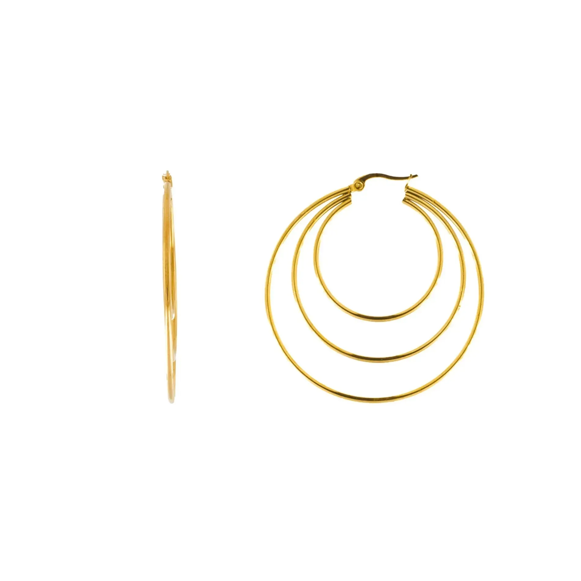 Courage Waterproof 3 Ring Statement Earring 18 Carat Gold