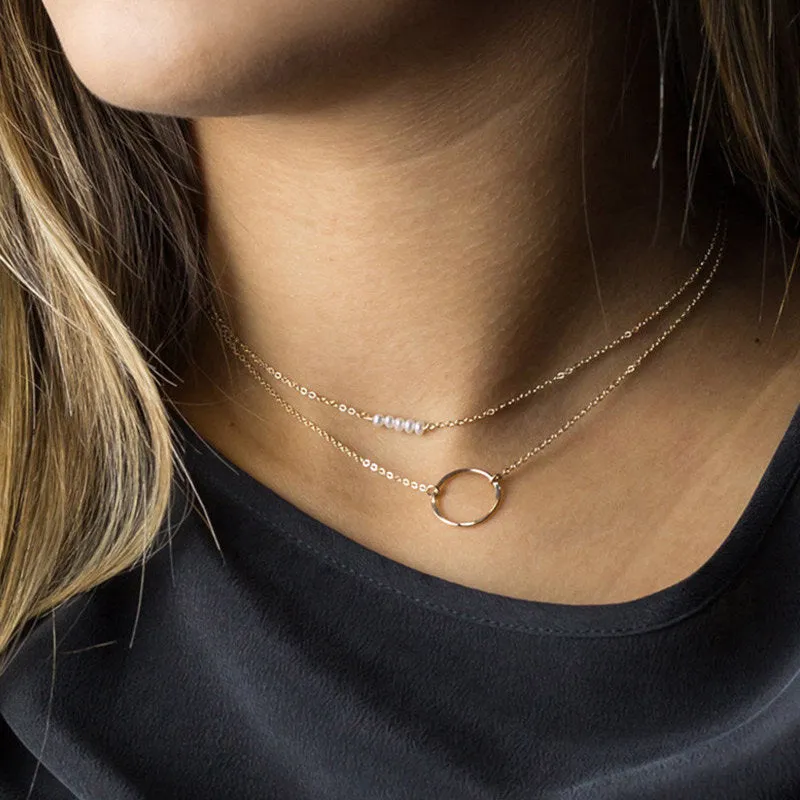DAINTY CRYSTAL GOLD PLATED NECKLACE SET