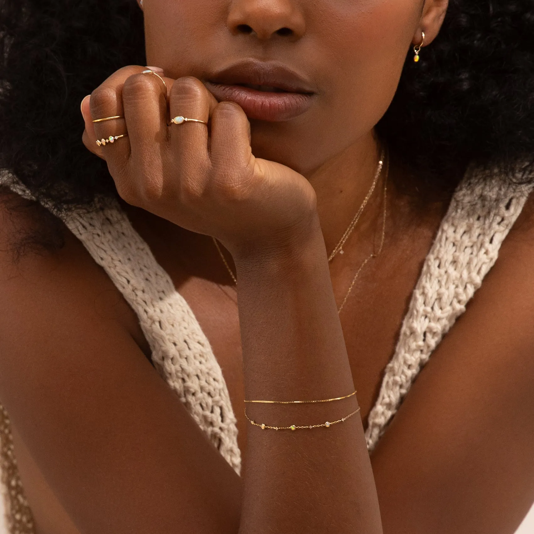 Dainty Opal   Diamond Hoop Earrings
