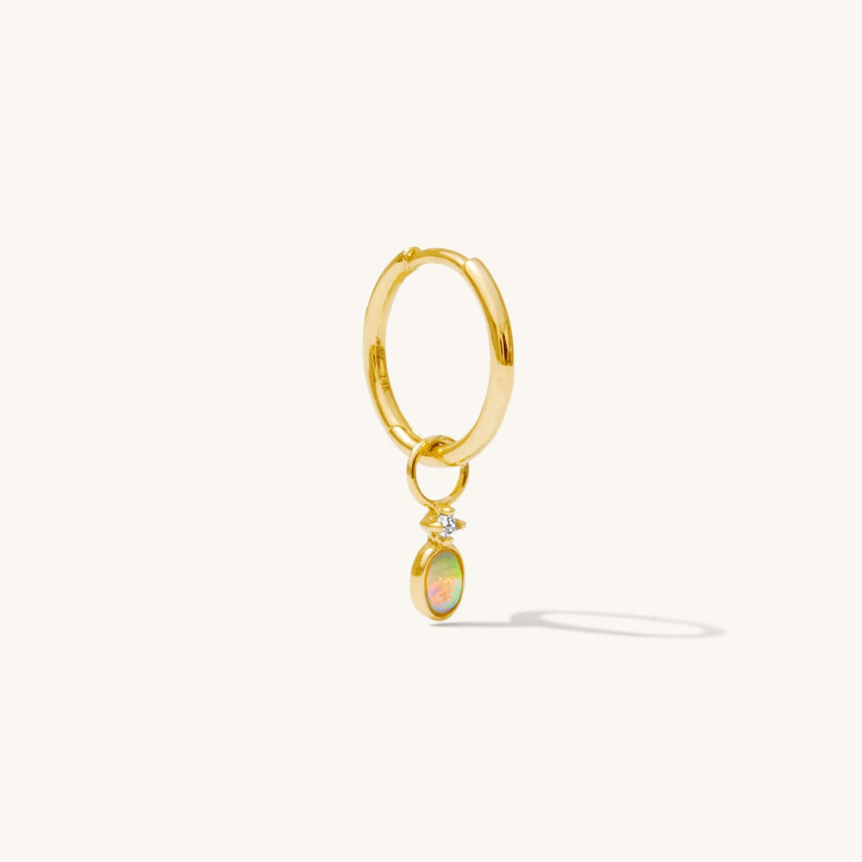Dainty Opal   Diamond Hoop Earrings