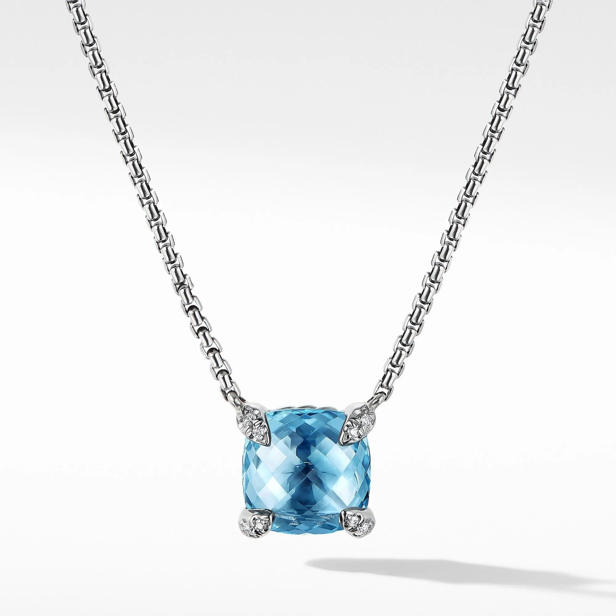 David Yurman Chatelaine Pendant Necklace with Blue Topaz and Diamonds