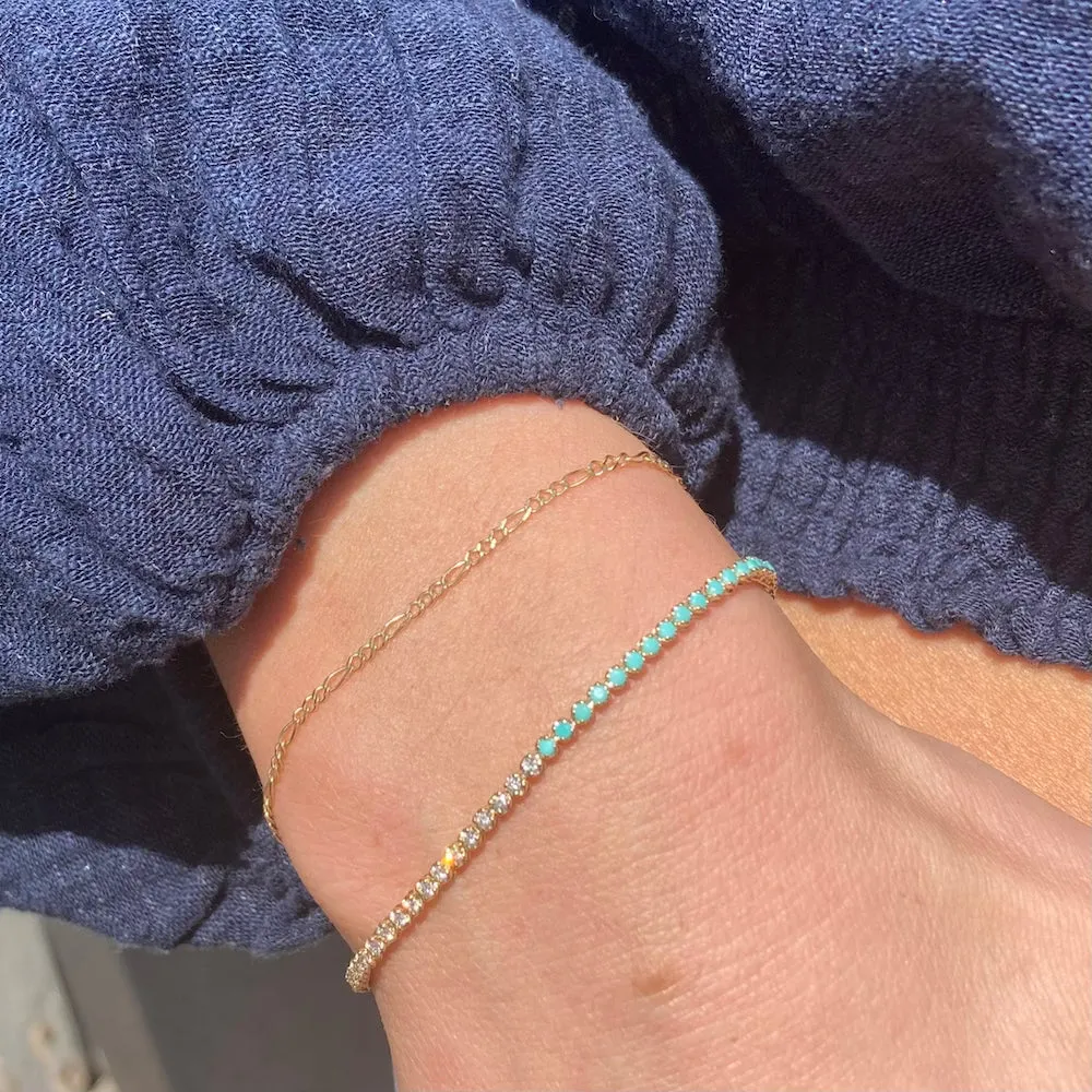 DIAMOND & TURQUOISE TENNIS BRACELET