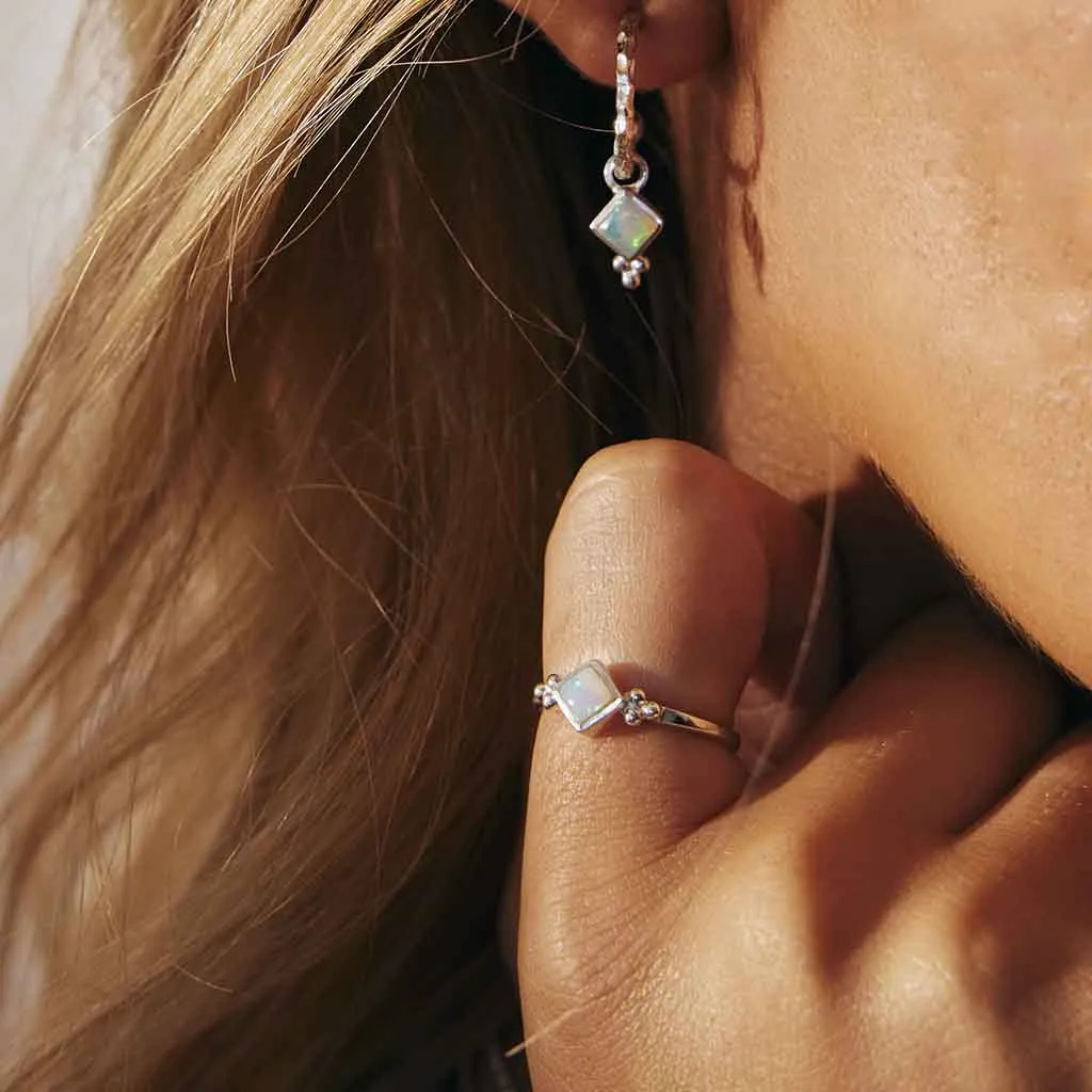 Divinity Princess Hoop Earrings - Opal