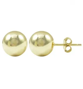 DLF Gold Plated Sterling Silver 10mm Ball, Post Stud Gold  Earrings
