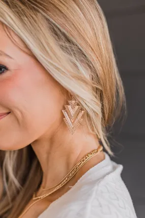 Draw You In Geometric Earrings- Gold