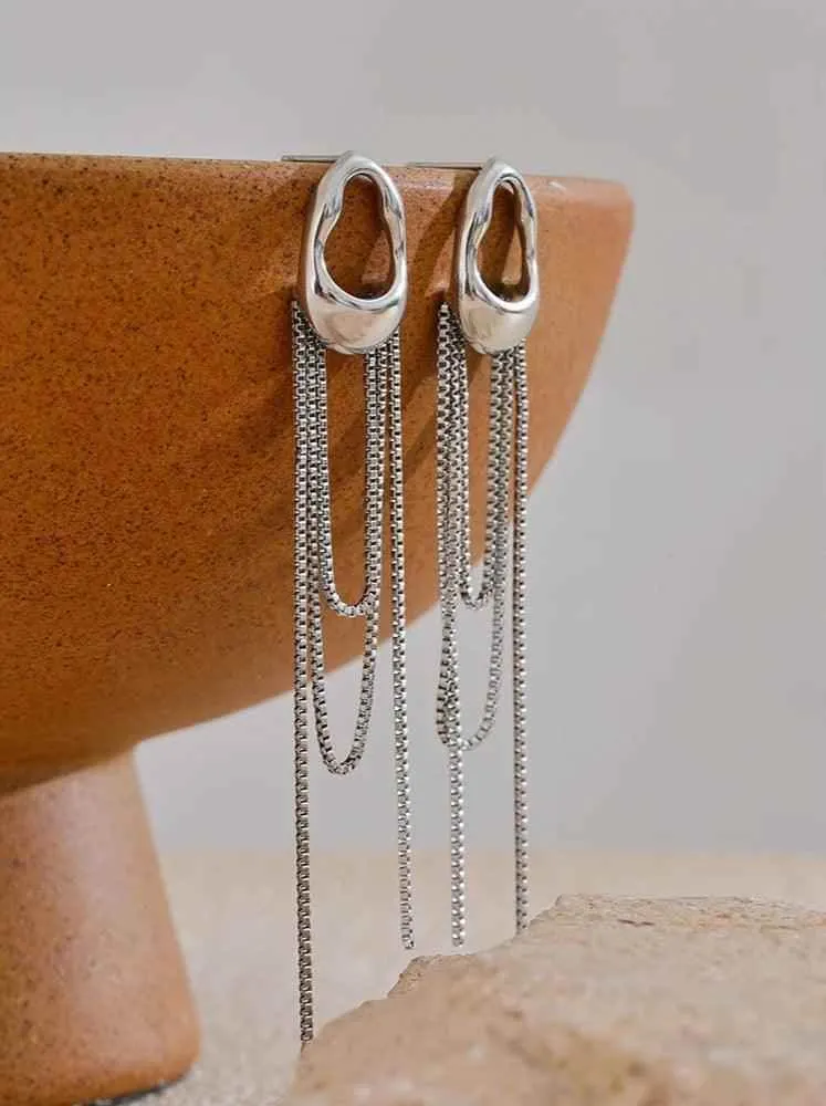 Drop Dangle Earrings Charm Jewelry - Geometric Tassel Chain - TSJ37
